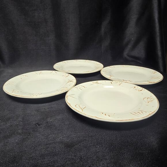 Thomson Hampton Seashell Starfish Embossed 3D Pattern Dinner & Dessert Plate Set - Picture 3 of 11